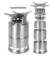 Stainless wood gasification portable stove with adjustable pot support EK2202