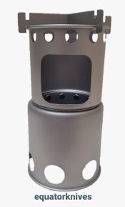 Collapsible compact titanium wood gasification stove with cross bar EK2204