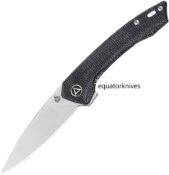 QS135B QSP Knife Leopard Linerlock Black Linen Micarta