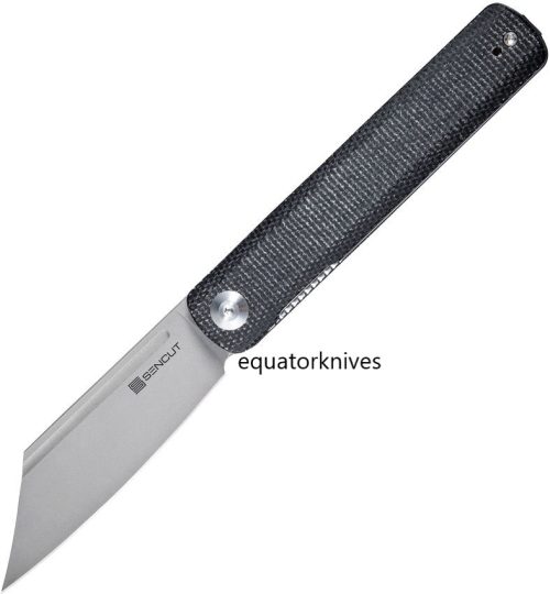 SA08A Sencut Bronte Linerlock Black Canvas Micarta Stonewash