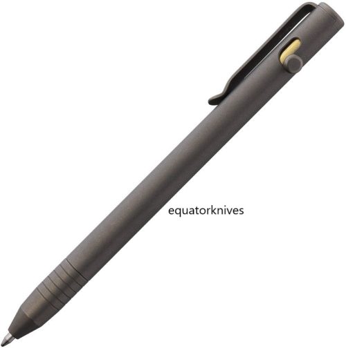BIG008TBK Big Idea Design Slim Bolt Action Pen Titanium Stonewash