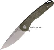 EKC441SGN EIKONIC Dromas Linerlock D2 Green Canvas Micarta