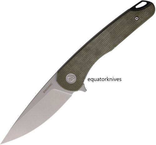 EKC441SGN EIKONIC Dromas Linerlock D2 Green Canvas Micarta