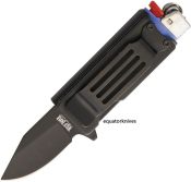 WB1021 Wild Boar Knife And Lighter Holder A/O Black Aluminium Handle Pocket Clip
