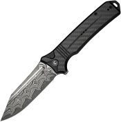 CIVC23080DS1 Civivi Neurohaptic Button Lock Damascus Carbon Fiber G10
