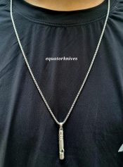 Kalung Stainless Steel Pria Panjang 60 cm bandul peluit whistle