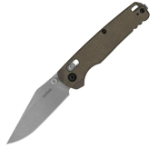 KS6106 Kershaw Bel Air DuraLock Clip KVT Folding PM-MagnaCut Working Stonewashed Clip Point Blade Green Canvas Micarta Handles